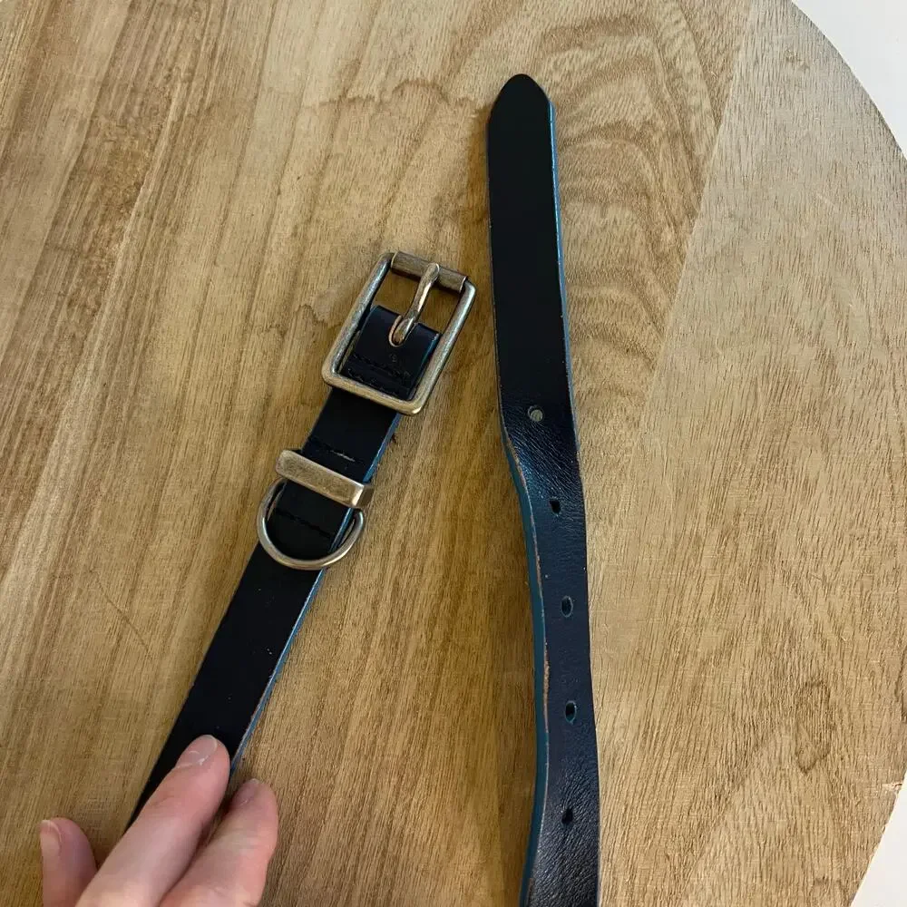 GAP Blue Genuine Leather Silver Utility Buckle Belt Size Medium
